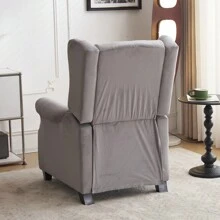 Recliner Padded Armchair For Living Room, Push-Back Reclining Chair, Velvet Grey - Grey - View 4