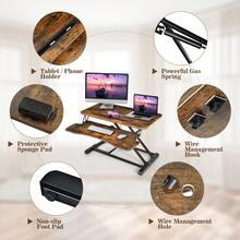 80 X 64 X 11-50cm Standing Desk Converter, Height Adjustable Ergonomic Stand-Up Desk Riser With Gas Spring, Lifting Table Desk Laptop Workstation For Home Office & Study - Brown - View 5