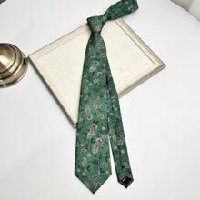 1pc Men's Handmade Print Peacock & Paisley Pattern Necktie In Dark Green, Suitable For Suit, Wedding And Parties - Multicolor - View 15