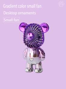 Cute Bear Shaped Portable Mini Fan, Multicolor Ombre Design, Ideal For Summer Use