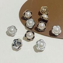 6 件仿珍珠花，带滴油效果和彩色混合，带脚扣，适合 DIY 服装装饰 - 花朵 - 查看 2