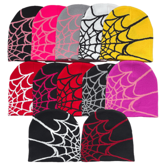 1pc Unisex Multicolored Spider Web Pattern Knitted Hat For Parent-Child Matching, Fashionable And Versatile Jacquard Beanie, Warm Winter Hip-Hop Street Outdoor Sports Hat, Suitable For Everyday Use Halloween