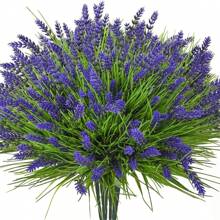 Artificial Outdoor Plants With Lavender Flowers, Outside Fake Flowers Monkey Grass Greenery Shrubs Plants UV Resistant For Garden Window Box Patio, Valentine Day, Gift - Purple - View 2
