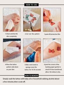 (una Hoja) Pegatina Temporal Impermeable Con Patrón De Mariposa Y Flor Para Mujeres, Tatuaje Falso Personalizado Y Sexy,tatuajes maquina para tatuar tatuajes falsos - Negro - Ver 7