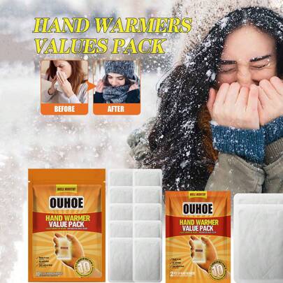 10片装一次性暖手贴，冬季防寒暖手贴，便携式空气激活，无异味，天然成分，圣诞礼物，暖手贴，男士礼物，圣诞袜填充物，可充电保温暖手贴，闺蜜节礼物，送给小狗的礼物，嘉年华礼物，春夏礼物，伴娘礼物，房间装饰，卧室装饰，海滩礼物，旅行礼物，男女皆宜，度假礼物，可爱小物