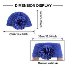 Fashion Big Flower Bead Turban Cap Solid Color Pleated Head Wrap For Women Girl Bonnet Hair Bonnet Turban