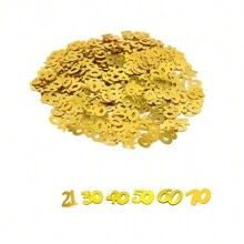 1 件 15 克数字 21 30 40 50 60 70 生日派对纸屑金色闪光数字纸屑生日派对桌面散落，圣诞节