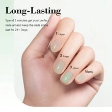 RARJSM Jelly Gel Nail Polish Mint Green Clear Light Green Gel Nail Polish Transparent Pastel Nude Sheer Nail Gel Polish Varnish Curing Requires LED UV French Manicure Soak Off For Home Salon 15ml 1pcs - 透明薄荷綠 - 查看 4