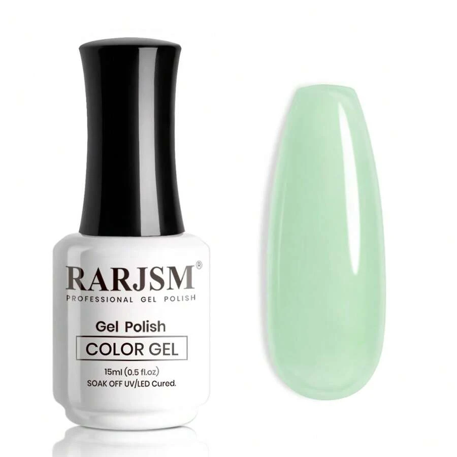 RARJSM Jelly Gel Nail Polish Mint Green Clear Light Green Gel Nail Polish Transparent Pastel Nude Sheer Nail Gel Polish Varnish Curing Requires LED UV French Manicure Soak Off For Home Salon 15ml 1pcs - 透明薄荷綠 - 查看 1