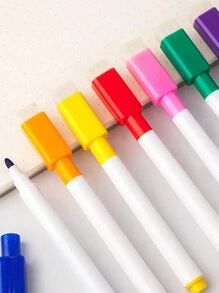 8 支/6 支彩色干擦马克笔，带磁铁，适用于白板、黑板、玻璃、办公室、学校、艺术、文具、开学季 - 黑色 - 查看 7