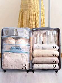 2pcs, No Pumping Hand Rolled Vacuum Compression Bag, Suitcase Special Clothing Travelling Storage Bag, Down Jacket Seasonal Clothes Quilt Storage Bag - White - View 1