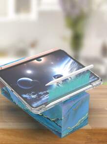 Apple 三折可折叠防摔 iPad 平板电脑保护套 适用于 iPad 带透明高透明度亚克力连接笔槽笔架-粉色