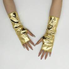 1 Pair Sexy Coated Leather Reflective Tight Bondage Gloves, Suitable For Stage Performance, Party, Couple Play, Etc. - A - View 4