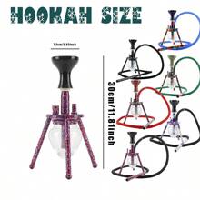 1PC Hookah Set, Spider Tripod With Knapsack Hookah, Spring, Tongs,  Silicone Hose - 11.81 Inch Aluminum Medium Hookah - Pink - View 2
