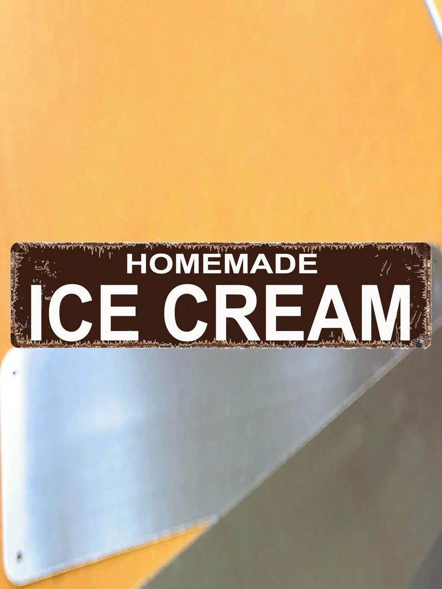 1pc Decor Aluminum Sign Homemade Ice Cream Sign - Kitchen Rustic Custom Metal Street Sign Or Door Name Plate Plaque 40x10cm - A2 - View 1