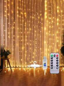 1 dây đèn rèm cửa sổ, đèn cổ tích 300 đèn LED điều khiển bằng USB với 8 chế độ chiếu sáng, đèn trang trí mờ từ xa cho phòng ngủ gia đình, thích hợp cho trang trí không khí tiệc cưới, sinh nhật - Màu vàng - Xem 9