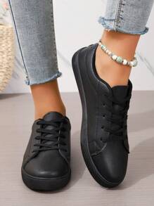 Của phụ nữ Đúng mốt Thể thao Giản dị Giày dép Phong cách mới Giày thể thao Cơ bản Trắng Giày dép - màu đen - Xem 3