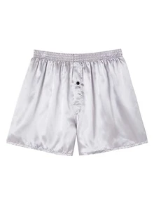 JupiterSecret 3Pcs Men's Satin Boxer Shorts , Silk Feeling Sleep Shorts With Elastic Waistband - Multicolor - View 4