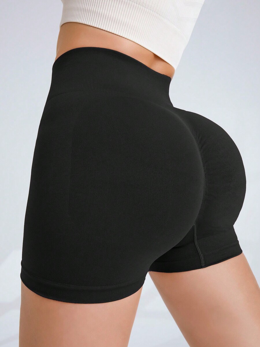 5pcs Women's Seamless Yoga Shorts, High Waist, High Elasticity
