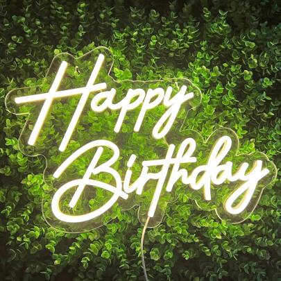 1 Pieza Señal De Neón De Feliz Cumpleaños, Luz De Neón Ajustable Y Señal Luminosa De Feliz Cumpleaños Con Led, Decoración Luminosa Para Fiestas De Cumpleaños, Alimentado Por Usb