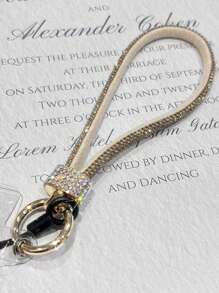 Dây đeo cổ tay chống mất điện thoại di động đính đá sang trọng, móc chìa khóa hoặc mặt dây chuyền túi xách cho phụ nữ làm quà tặng cho mẹ, gia đình, bạn bè, sinh nhật, ngày lễ, mặt dây chuyền điện thoại, dây đeo điện thoại - Vàng - Xem 2