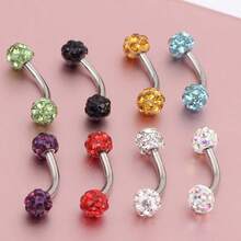 1 Miếng Màu tím Opal Cong Barbell Nhẫn lông mày , Thép y tế , Không giới tính , 3MM Trái bóng - Màu tím  Violet - Xem 7