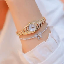 1pc Full Rhinestone Stainless Steel Strap Women's Casual Watch, Simple & Elegant Quality Bracelet Watch For Daily Wear - Gold - View 1