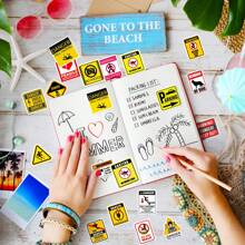 50Pcs Warning Sign Stickers, Cautions Directions Stickers For Teens Adults, Vinyl Waterproof Stickers For Helmet Water Bottle Laptop Phone Skateboard Travel Suitcase