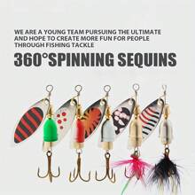 1box/Set 5pcs Spoon Lures Spinners Bait, False Bait, Mouth-Up Fish Hook, Metal Composite Lure With Sequin - Multicolor - View 1