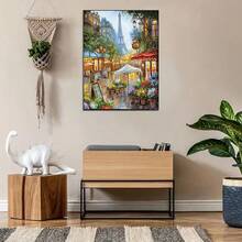 5d鑽石畫diy房子,花朵,艾菲爾鐵塔,街燈,花盆,風景建築 - 駝色 - 查看 5