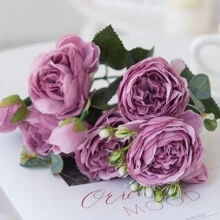 حزمة واحدة/3 حزم من أزهار الفوشية الاصطناعية والورود الملحقة لديكور الزفاف، باقة العروس، ديكور الفصل الدراسي، ديكور المنزل بالفازات، الحديقة، الحفلات، عيد الميلاد