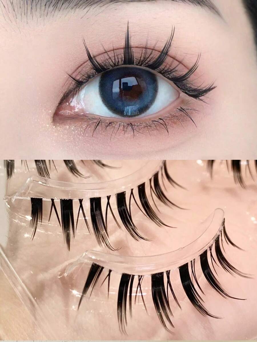 4 Pairs Natural False Eyelashes 0.05mm Thin Hair Lashes Eyelash Curl Eyelash Extension Eye Makeup Tool A01 - Black - View 1
