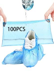 100 Pcs Waterproof Boot Covers Plastic Disposable Shoe Covers Overshoes Rain Shoe Covers Mud-Proof Blue Color For School,Office,Household,Travel - Blue - View 1