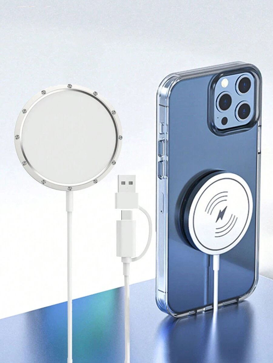 USB+USB-C 2 In 1 15W Wireless Charger Compatible With IPhone 12/13/14/15 Series