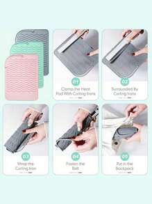 1pc Gray Silicone Hair Curler Heat-Resistant Mat Portable High Temperature Iron Guard, Portable Heat-Resistant Silicone Mat - Grey - View 7