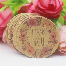 100pcs+100strings 3cm Round Kraft Paper Printed Gift Tags With Strings For Handmade, Wedding, Baking - Kraft Paper Round 3cm Label - View 39