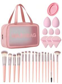 1个多功能防水拉链化妆包 + 25件套化妆工具套装、化妆刷套装、化妆刷套装、化妆刷套装、全套化妆套装、化妆刷套装、全套化妆工具、刷子套装、化妆刷套装、化妆礼品套装 - 粉色 - 查看 1