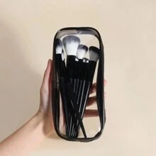 1 pièce Sac de rangement transparent pour pinceaux de maquillage - Étui à crayons imperméable en PVC avec fermeture à glissière pour voyage, maison et bureau - Organisez et protégez votre sac de maquillage et vos pinceaux de maquillage,trousse de toilette