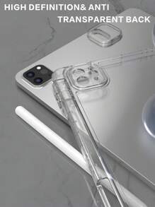 Apple 三折可折叠防摔 iPad 平板电脑保护套 适用于 iPad 带透明高透明度亚克力连接笔槽笔架-粉色