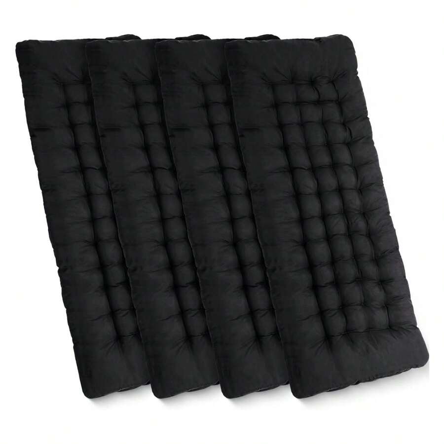 4 Pcs Outdoor Camping Cot Pads Mattress Cot Mattress Topper Lightweight Foldable Sleeping Camping Cot Pad Thicker Cotton Sleeping Cot Pad For Adults Camping Cots, Outdoor And Indoor, Black - 彩色 - 查看 1