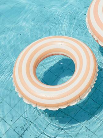 1pc PVC Thicken Small Vintage Orange Striped Swim Ring, Outdoor Inflatable Sports Accessory