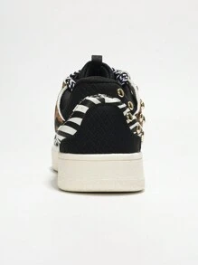 Women's Studded Statement Platform Sneakers – Metallic Toe Cap & Rivet Detailing