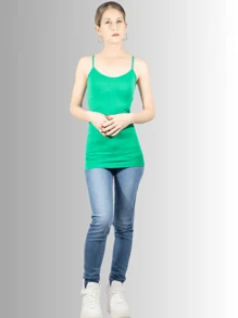2 PIEZAS/ SET DE BLUSA DE MUJER DE TIRANTE STRETCH BASICOS DE USO EXTERIOR O INTERIOR - Verde - Ver 3