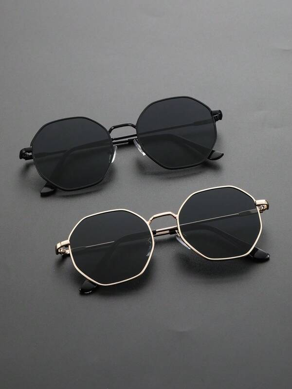 1/2/3 Stücke Herren Klassische Geometrische Metall Rahmen Vintage Mode Y2K Sonnenbrillen für Outdoor Musikfestivals Reisen UV400 Schutz Accessoires Y2kfestival für Sommer Strand Urlaub, Outdoor, Reisen