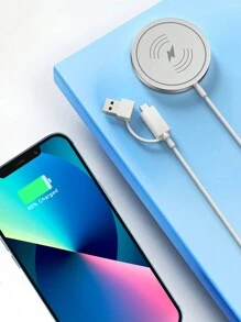 USB+USB-C 2 In 1 15W Wireless Charger Compatible With IPhone 12/13/14/15 Series