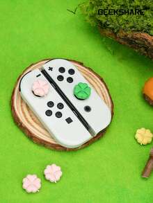 GeekShare 4pcs Lucky Clover Patterned Silicone Thumb Grips Compatible With Switch/Switch Oled/Switch Lite - Multicolor - View 2