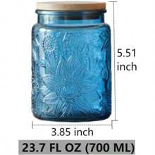 23.7 FL OZ Blue Glass Jars, 2 Pack Vintage Glass Kitchen Storage Counter Jar, Candy Jars With Lids, Blue Mason Jars Hold Coffee Beans, Tea, Cookie, Sugar, Bath Salts & More - 藍色 - 查看 2