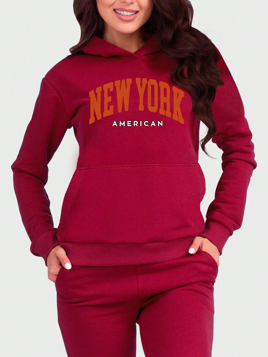 Women Sweatshirts - 酒紅色 - 查看 1