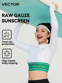 VECTOR MOTION 女士長袖運動型游泳衣頂部，快幹透氣防曬保守，非常適合浮潛、衝浪、海灘游泳等活動 - 查看 1