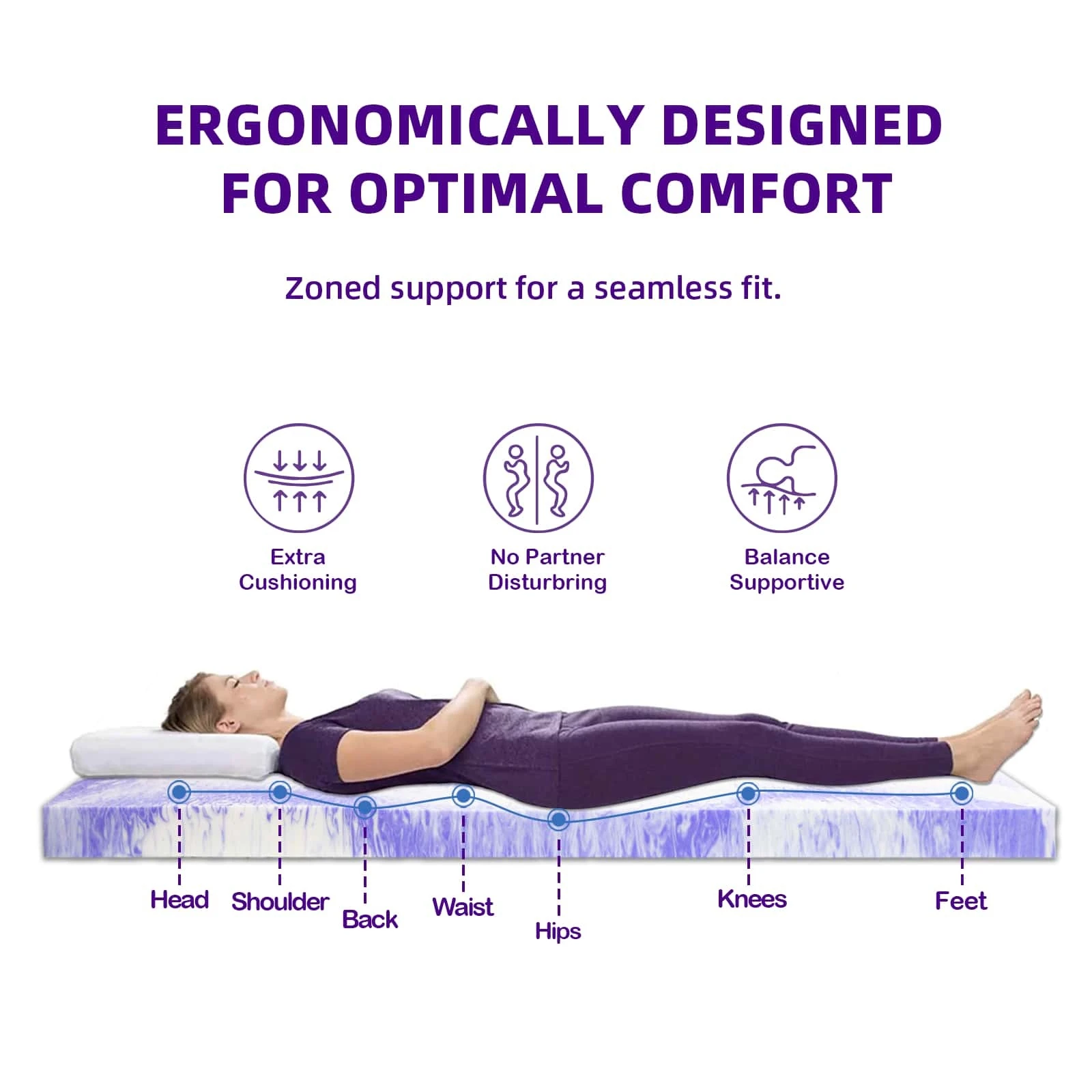 Mattress Topper Memory Foam, Gel Infused Bed Toppers For Back Pain